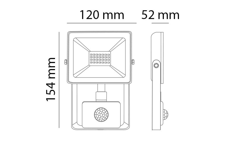 Faro LED con Sensore – 20W – 4000 K – 1600 lm – IP44 – Nero – NOVA LINE - immagine 2